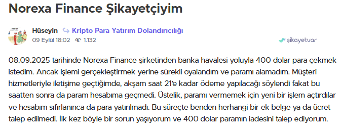 norexa finance şikayet