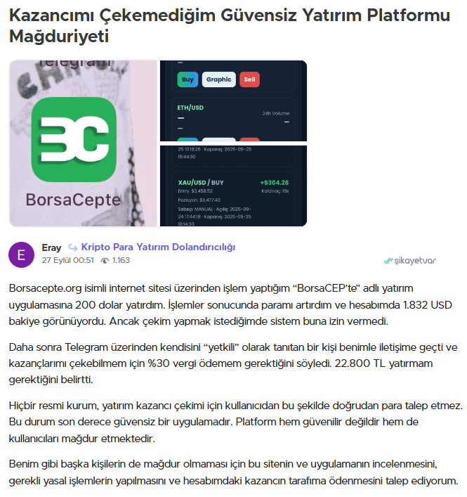 borsacepte şikayet