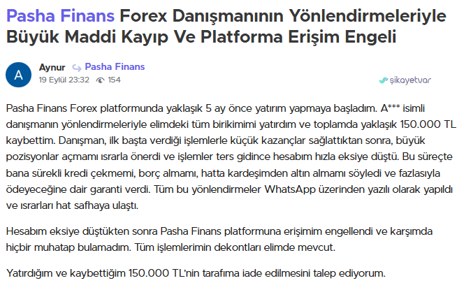 pasha finans şikayet