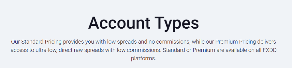 fxdd hesap türleri