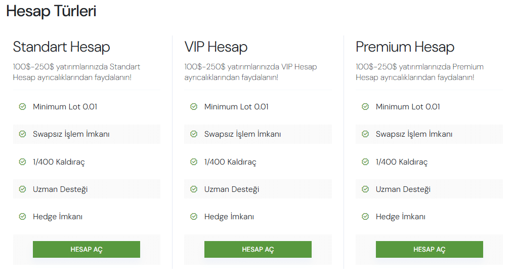 run markets hesap türleri