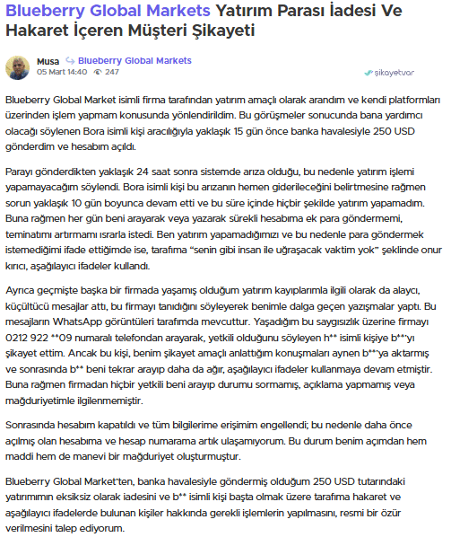 blueberry global markets şikayet