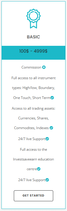 investsaveearn hesap türleri